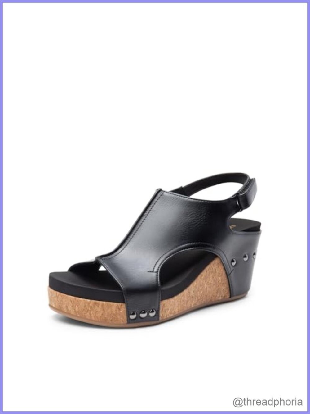 Faux Leather Cork Peep Toe Platform Wedge Sandals Slingback